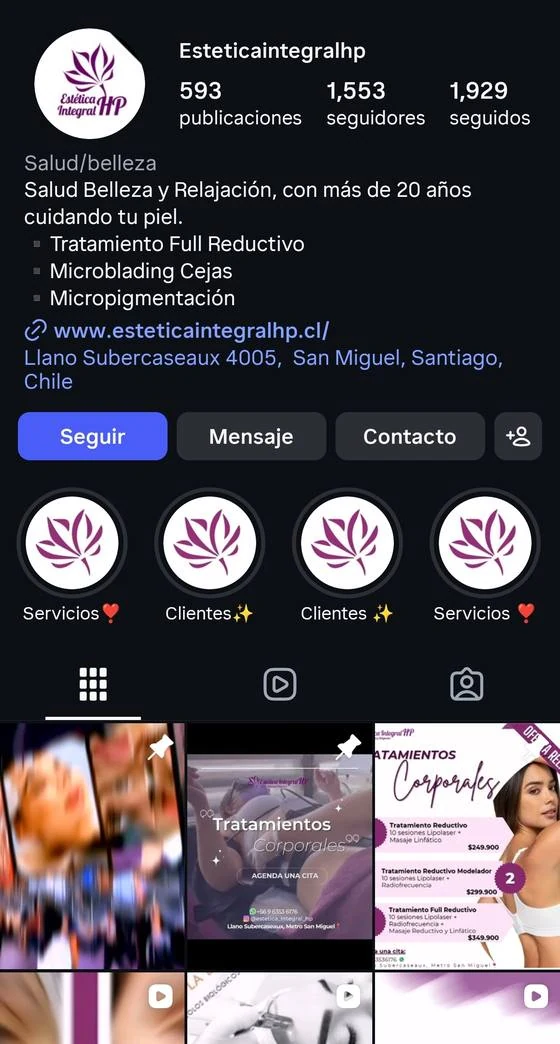 Instagram de Estética Integral