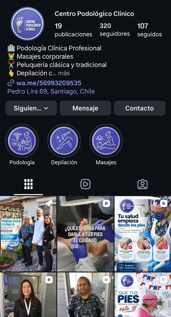 Instagram del Centro Podológico