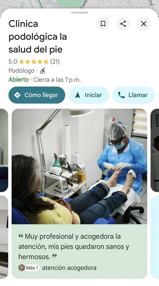Ficha de Google La Salud del Pie